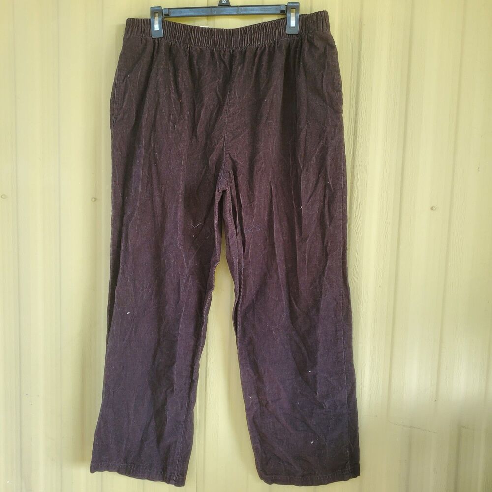 Basic Editions Relaxed Fit Brown Elastic Comfortable Waist Pants Size XL